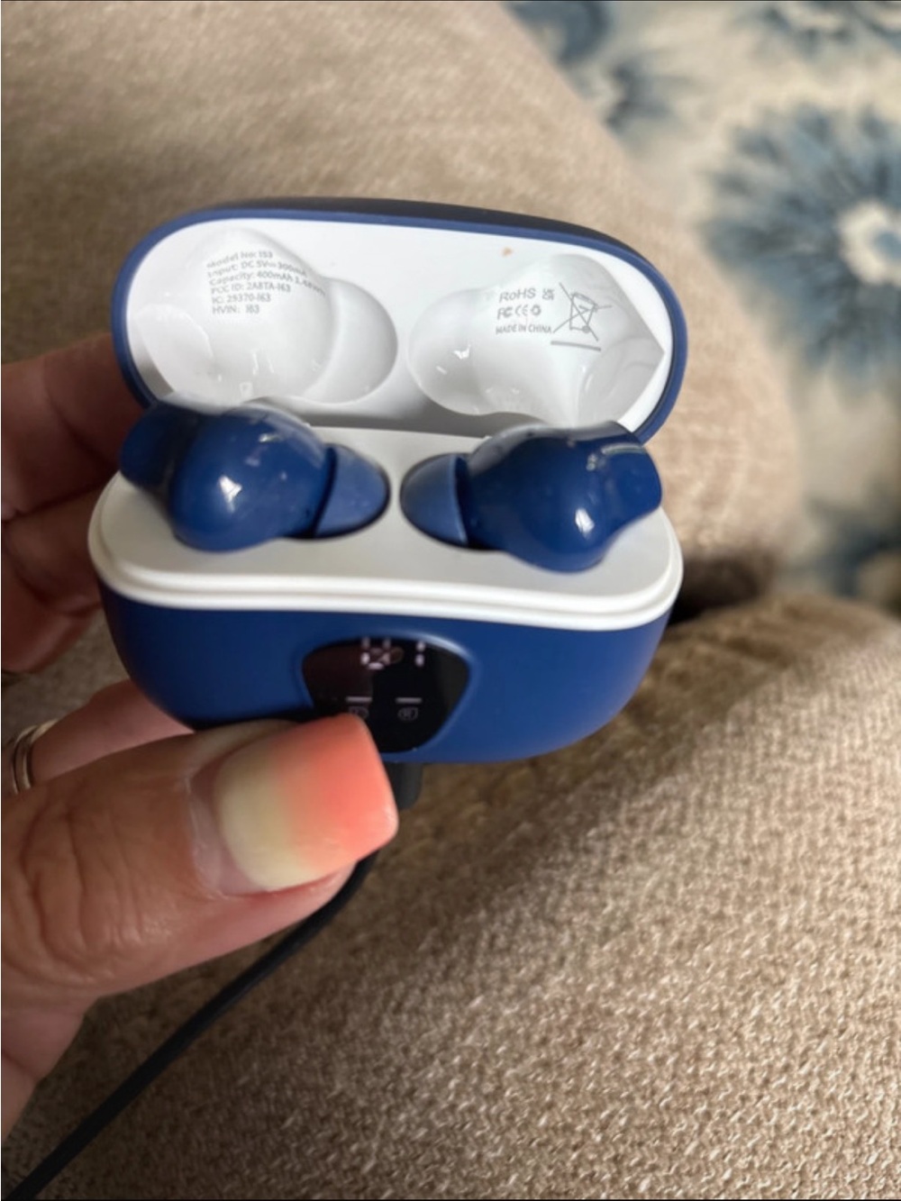 Blue Wireless Bluetooth Earbuds with Charging Case